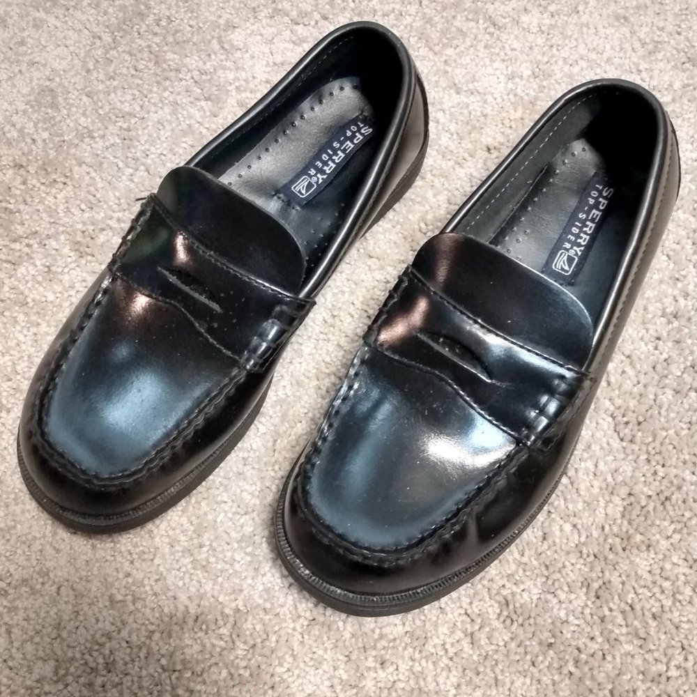 Sperry Kids Shiny Black Loafers